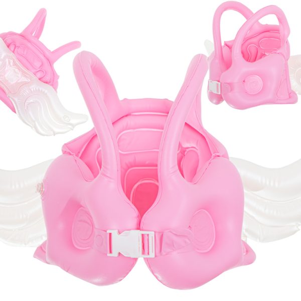 Vesta gonflabila de inot cu aripioare, pentru copii, culoare Roz