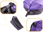 Saltea Autogonflabila "Lazy Bag" tip sezlong, 185 x 70cm, culoare Negru-Violet, pentru camping, plaja sau piscina - imagine 2