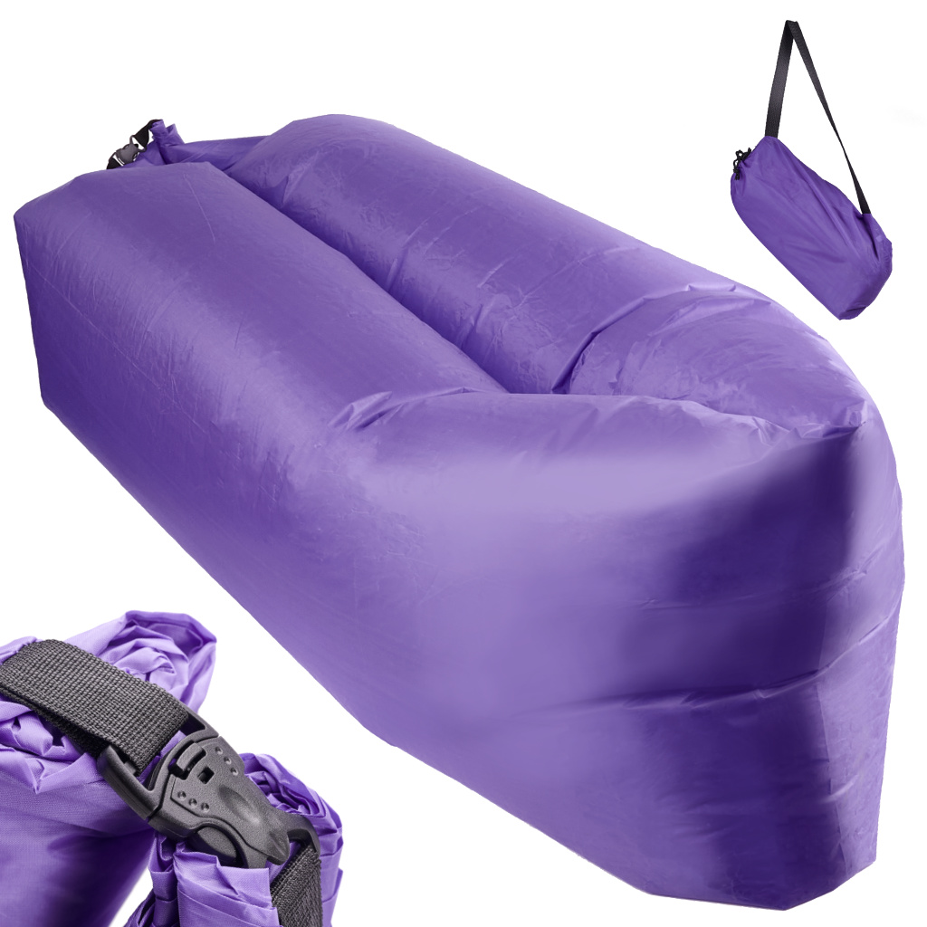 Lazy-BAG-SOFA-łóżko-leżak-na-powietrze-fioletowy-230x70cm-(1 Saltea Autogonflabila "Lazy Bag" tip sezlong, 230 x 70cm, culoare Violet, pentru camping, plaja sau piscina - imagine 1