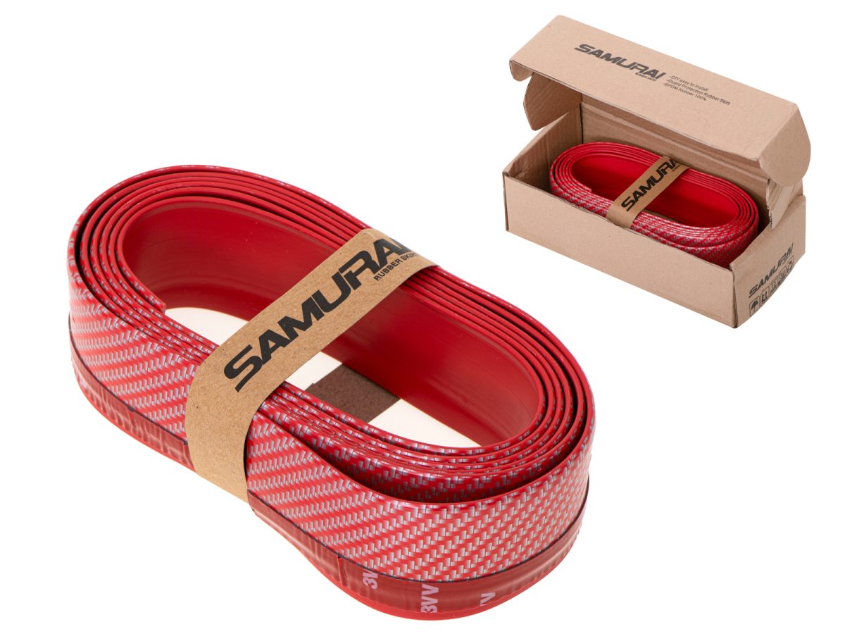 Protectie spoiler, prelungire bara fata/spate din cauciuc, culoare CARBON Rosu - imagine 3