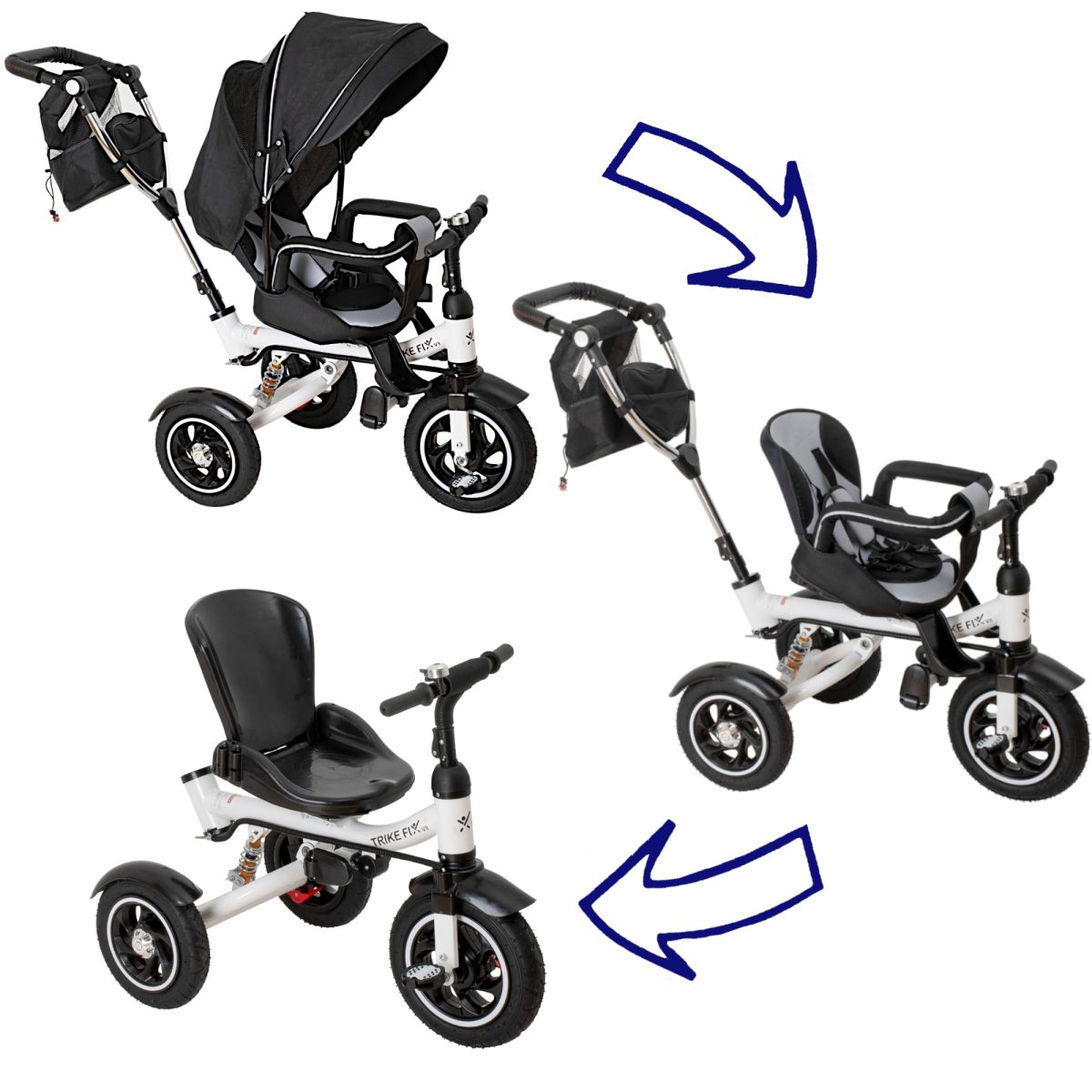 Tricicleta si Carucior pentru copii Premium TRIKE FIX V3 culoare Gri - imagine 37