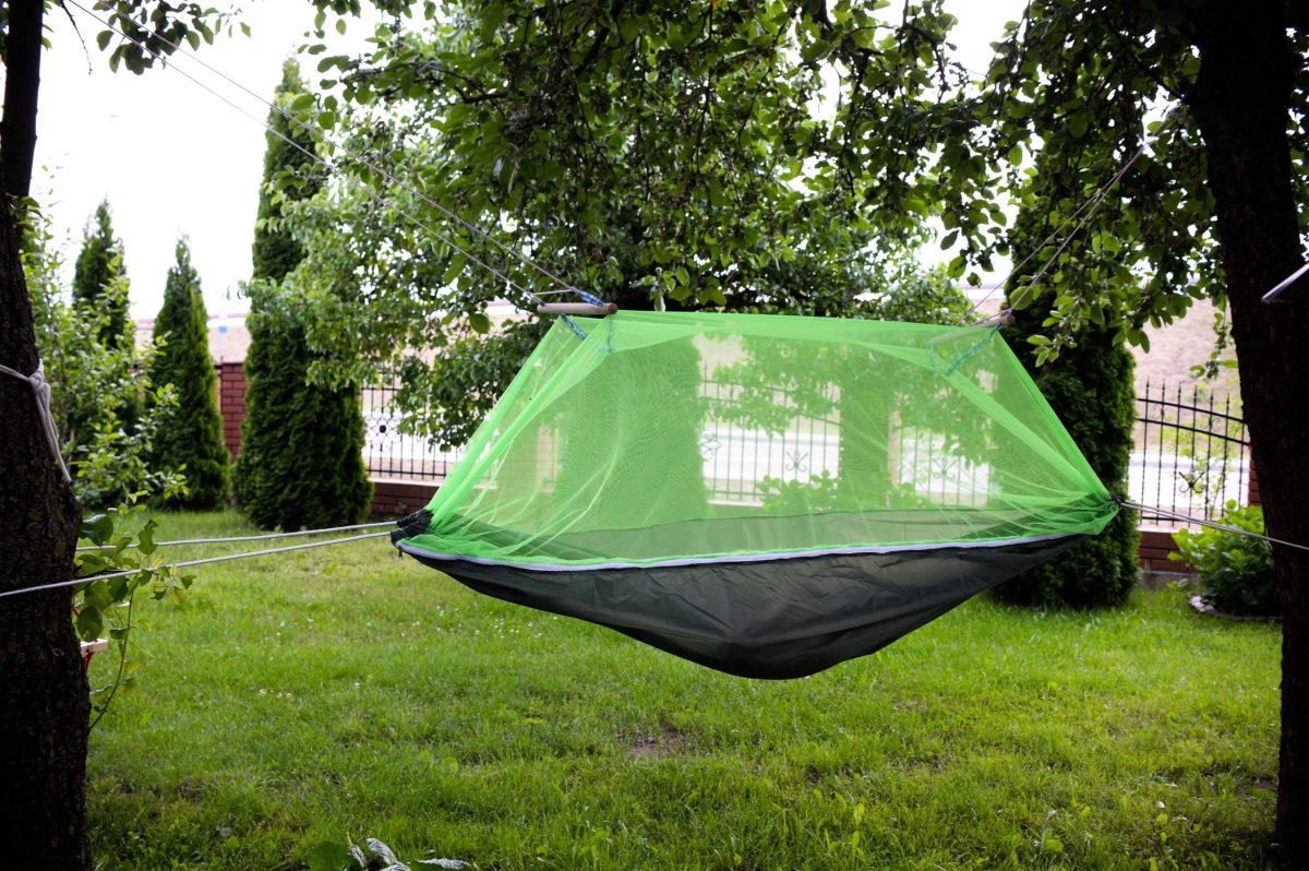 Hamac de Camping Dublu (2 persoane), 200 x 100 cm + Plasa de tantari, culoare Verde - imagine 3