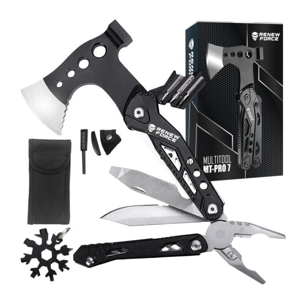 Unealta de supravietuire 17-in-1, model "Black Axe Multi-tool" pentru camping, calatorii, offroad, ATV, SSV, model AVX-WT-MT-PRO-7