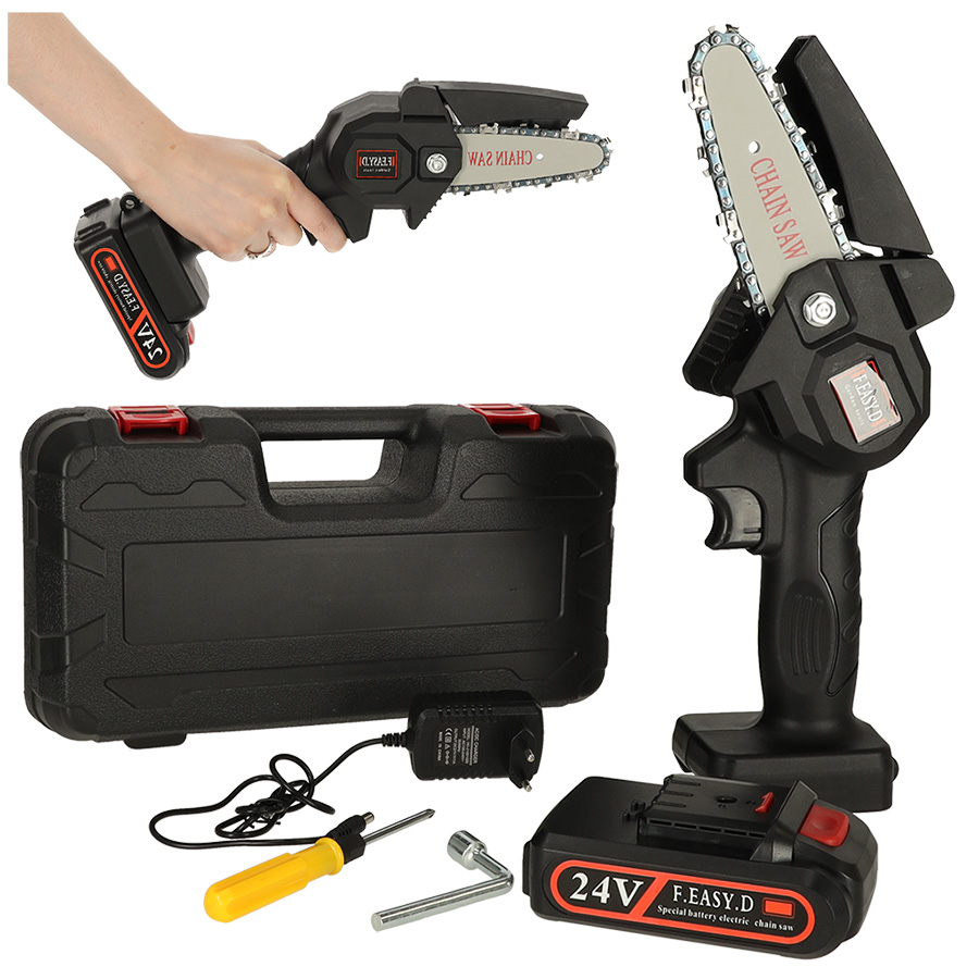 Mini-chainsaw-USB-saw-in-case-135631.jpg Mini ferastrau electric cu lant, baterie de 24V si valiza de transport - imagine 1