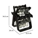 Organizator de condimente cu 18 containere cu suport rotativ pentru bucatarie, culoare neagra - imagine 8