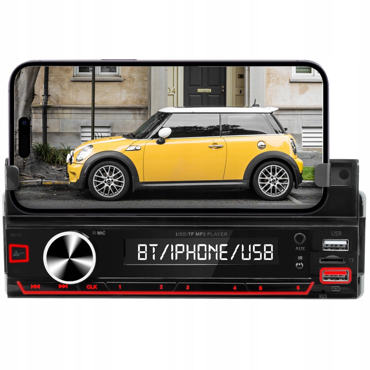 Player Auto RGB, 4 x 50W, model XBASS 7011X, cu Suport Telefon, Telecomanda pe volan, Bluetooth, Radio, MP3, AUX, Card - imagine 2