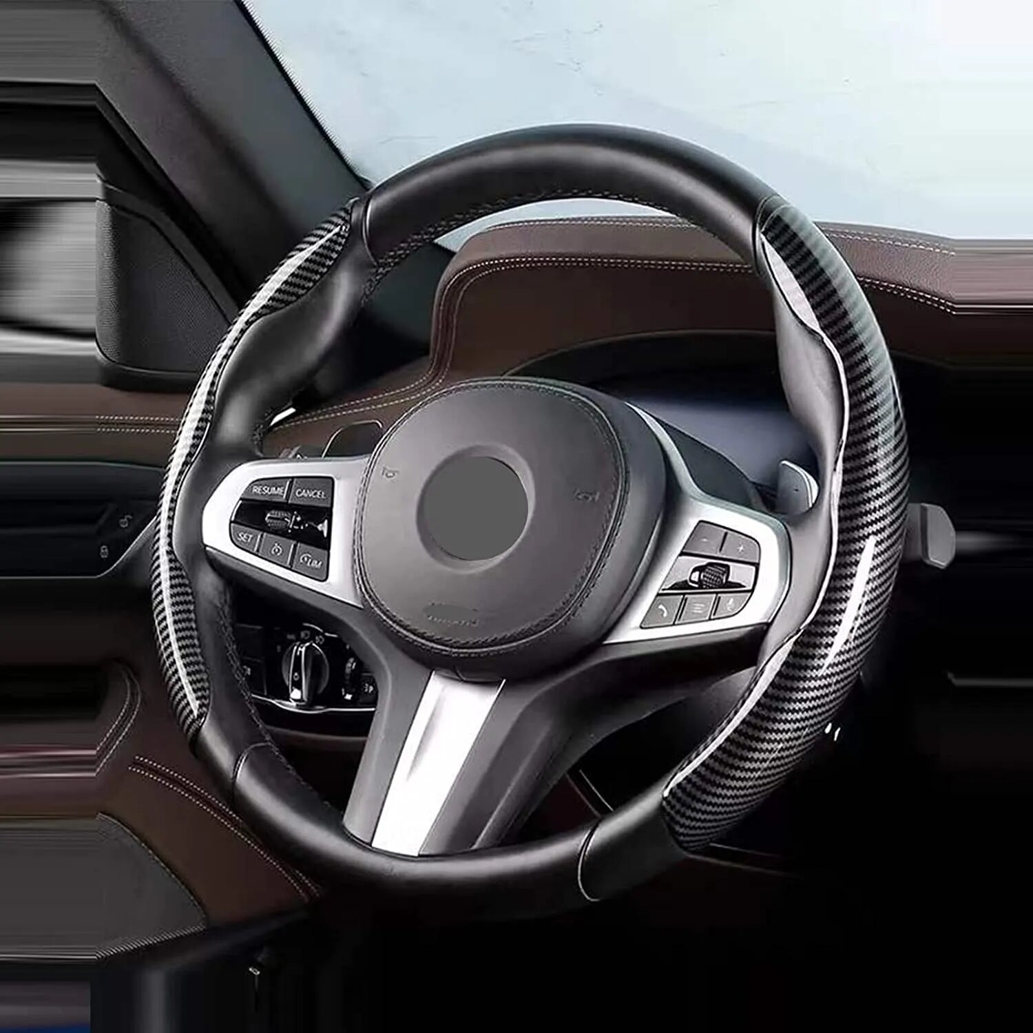 S65d0a33f119c4817a7cab7c143c7eb17h.jpg Set 2 ornamente volan finisaj CARBON NEGRU, dimensiune universala - imagine 1