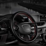 Husa volan din PIELE NEAGRA + ATA ROSIE, diametru 37 - 39 cm (se coase, aspect ORIGINAL) - imagine 4