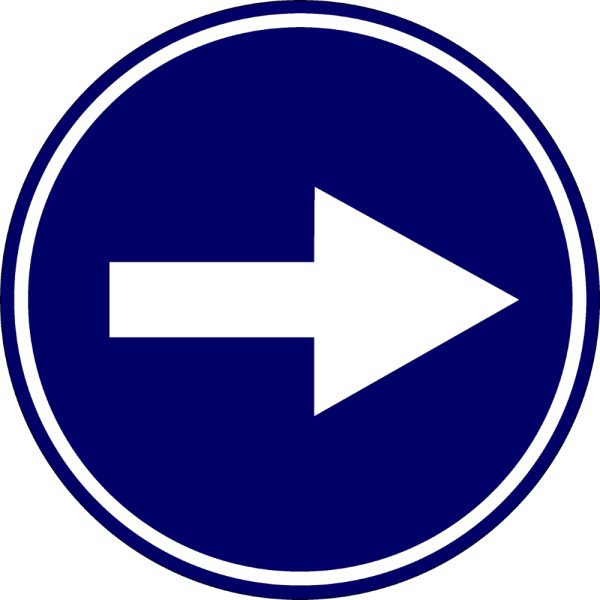 Eticheta, Autocolant Reflectorizant Semn Obligatoriu Stanga / Dreapta, Diamentru 18cm