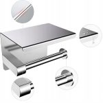 Suport metalic pentru hartie igienica cu raft pentru telefon, finisaj Crom - imagine 4