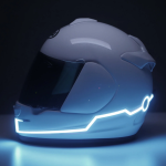 Set 2 benzi LED pentru iluminare casca moto, culoare alba, telecomanda cu fir, alimentare baterii - imagine 2