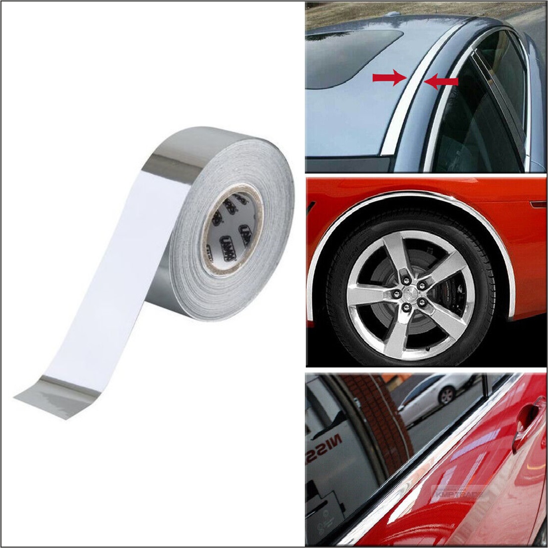 gdhyyjruyjestrg.jpg Rola folie crom pentru colantare bandouri sau ornamente auto 150 x 4cm - imagine 1