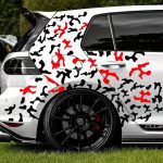 Set 2 stickere autoadezive Tuning in doua culori, model "Paint Stains", dimensiune 97 x 47 cm, culoare Negru + Rosu - imagine 2