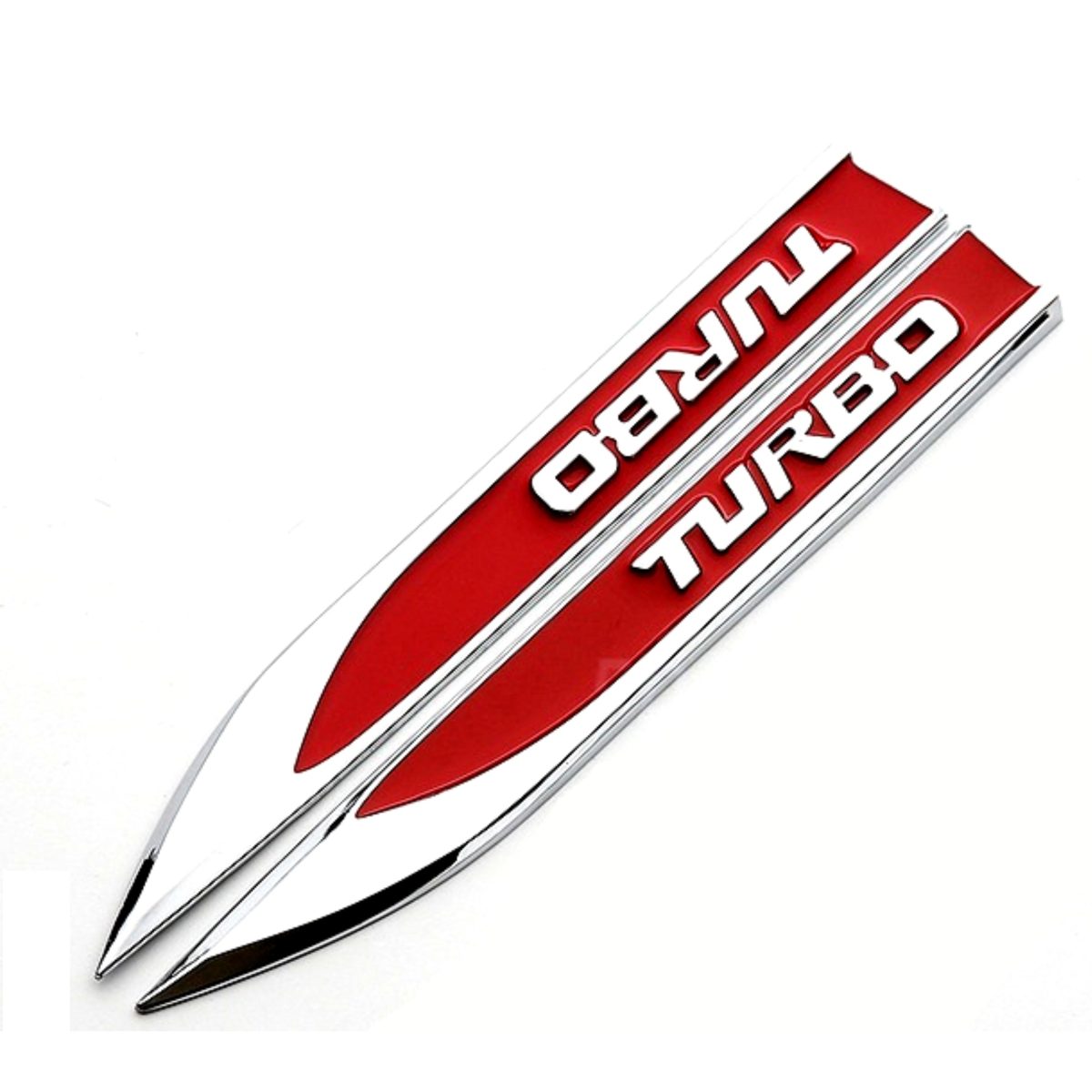 Set 2 embleme auto metalice TURBO, reliefate 3D, dimensiune 14.6 x 1,8 cm - imagine 2