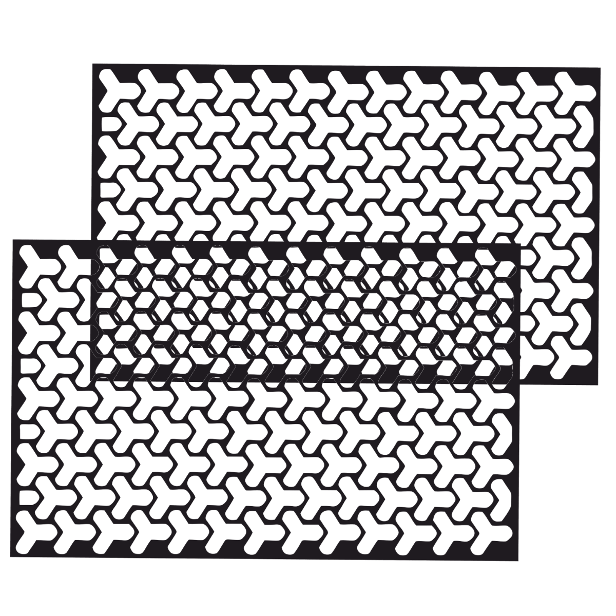 Set 2 folii autoadezive decupate pentru decorarea stopurilor auto, dimensiune 2 x 48 x 30cm, culoare Negru Mat, model HONEYCOMB TRIANGLE - imagine 4