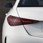 Set 2 folii autoadezive decupate pentru decorarea stopurilor auto, dimensiune 2 x 48 x 30cm, culoare Negru Mat, model HONEYCOMB TRIANGLE - imagine 3