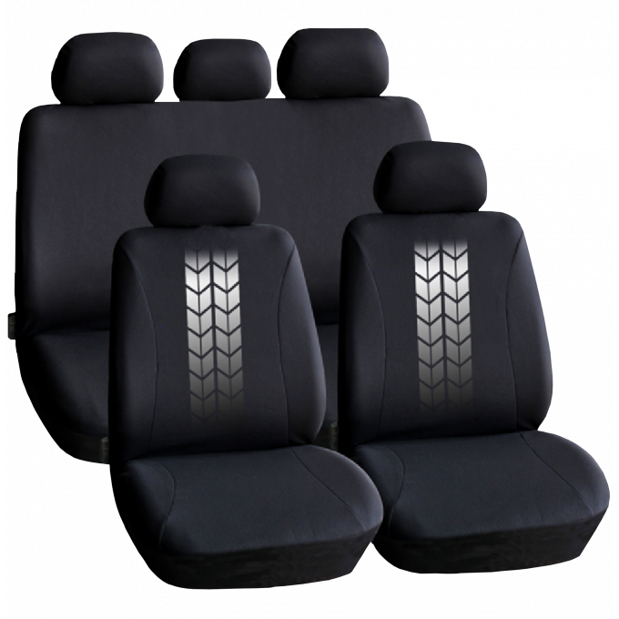 huse-scaune-auto-universale-negru-carguard.png Set huse scaun auto ieftine, Universale 9 piese, model TIRE TRACKS - imagine 1