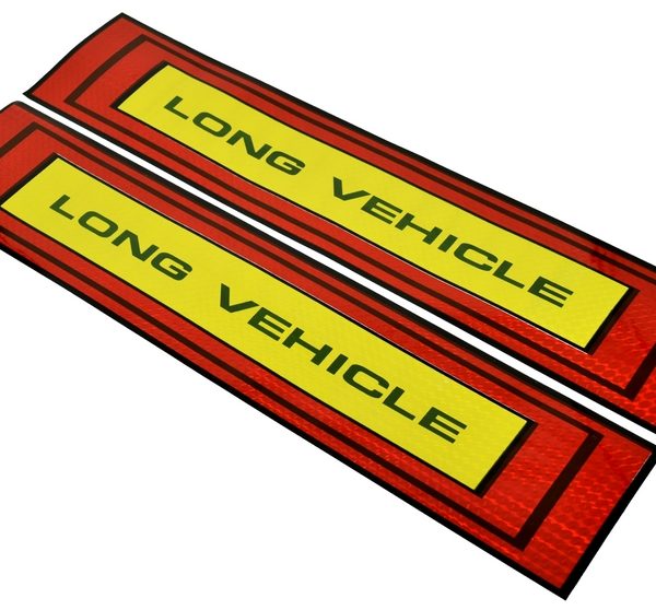 Set sticker reflectorizant pentru camion " LONG VEHICLE " 50 x 10cm