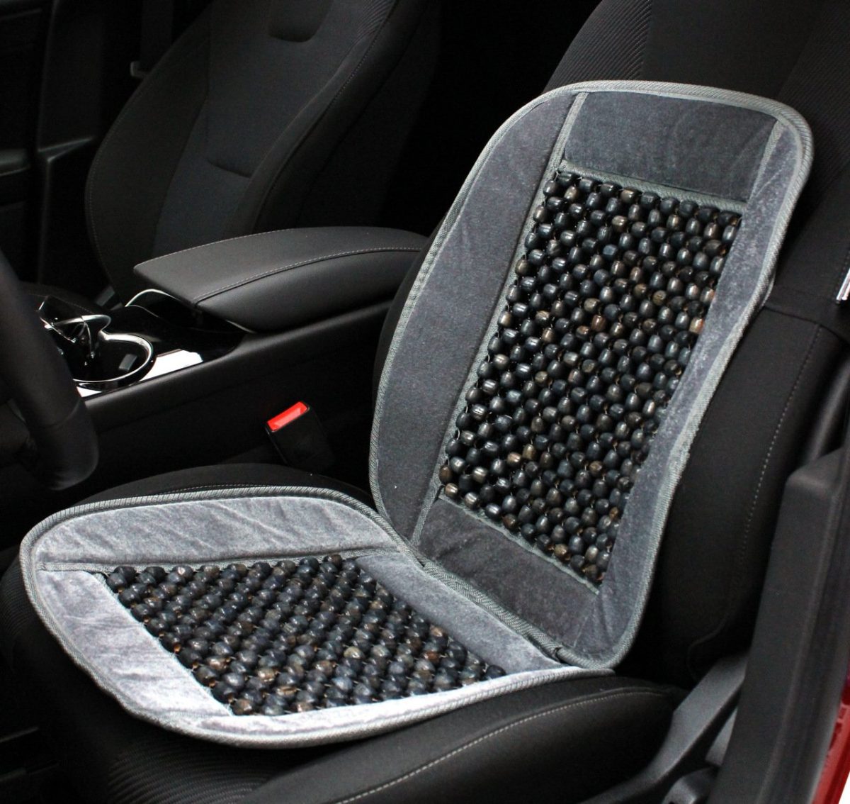 Huse auto cu bile de masaj din lemn si margine de plus gri CSM-01-Grey - imagine 2