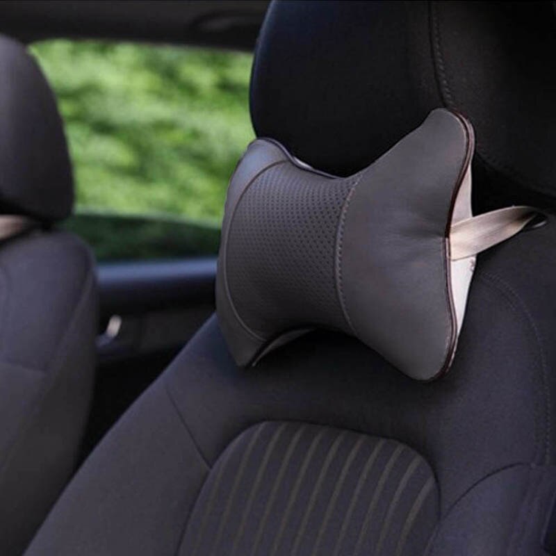 perna-tetiera-gri.jpg Set 2 buc. perne tetiere auto, pentru sustinere gat din piele ecologica, culoare GRI INCHIS - imagine 1