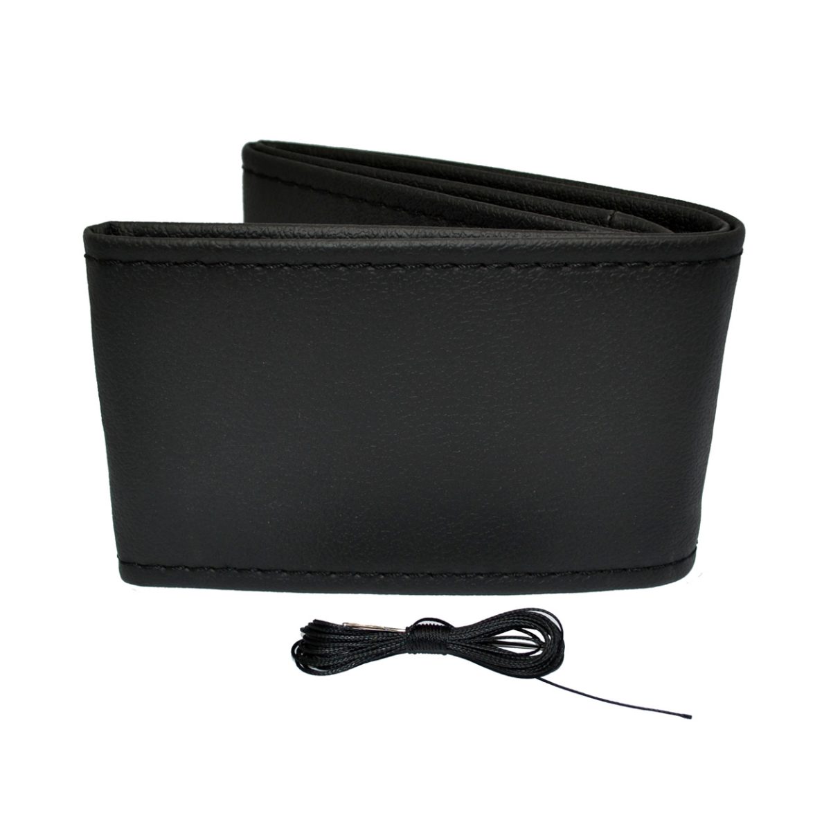 Husa volan OTOM din Piele Ecologica "Ne-Perforata" pentru autoturisme, diametru volan 37 - 39 cm, cu ac si ata Neagra - imagine 2