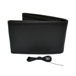 Husa volan OTOM din Piele Ecologica "Ne-Perforata" pentru autoturisme, diametru volan 37 - 39 cm, cu ac si ata Neagra - imagine 2