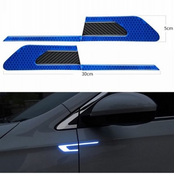 Set 2 stickere reflectorizante BUMERANG cu insertie Carbon 5D, culoare Albastra