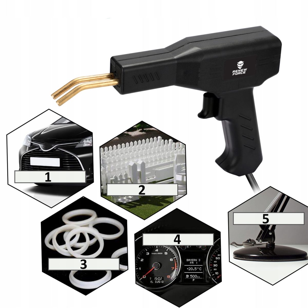 Pistol Profesional pentru lipit/sudat plastic, kit pentru repararea fisurilor din plastic, polipropilena, 400 capse de intarire, putere 50W, culoare Negru, Cod: AVX-WT-WG-X80 - imagine 4