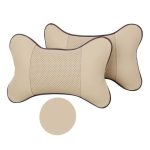Set 2 buc. perne tetiere auto, pentru sustinere gat din piele ecologica, culoare BEJ - imagine 2