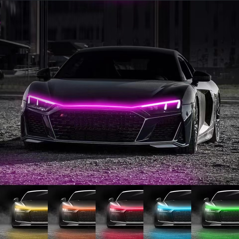 srthtrjt.jpg Banda LED iluminare capota, tensiune 12V, lungime 180cm, lumina Multicolora, RGB - imagine 1