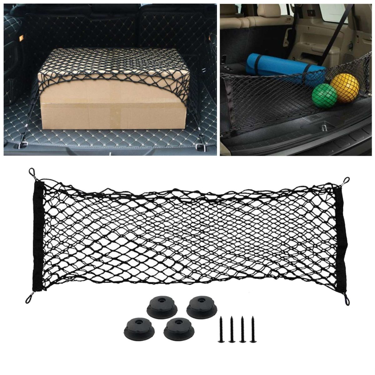 Plasa de bagaje elastica cu buzunar si suporti de montaj, dimensiune 100 x 40 cm - imagine 5