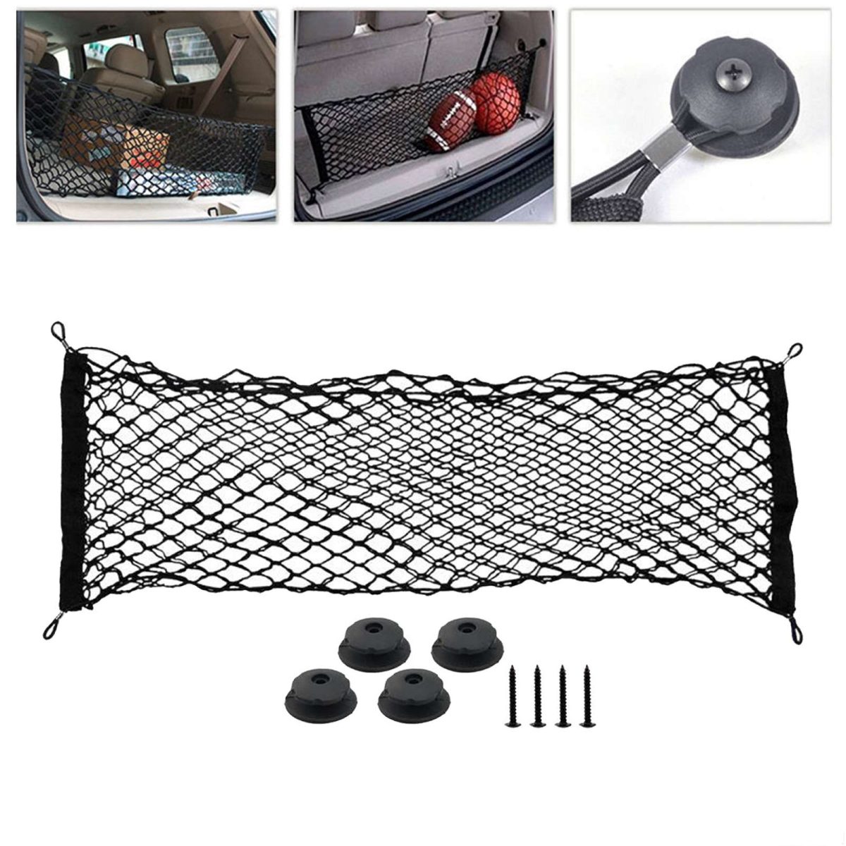 Plasa de bagaje elastica cu buzunar si suporti de montaj, dimensiune 100 x 40 cm - imagine 6