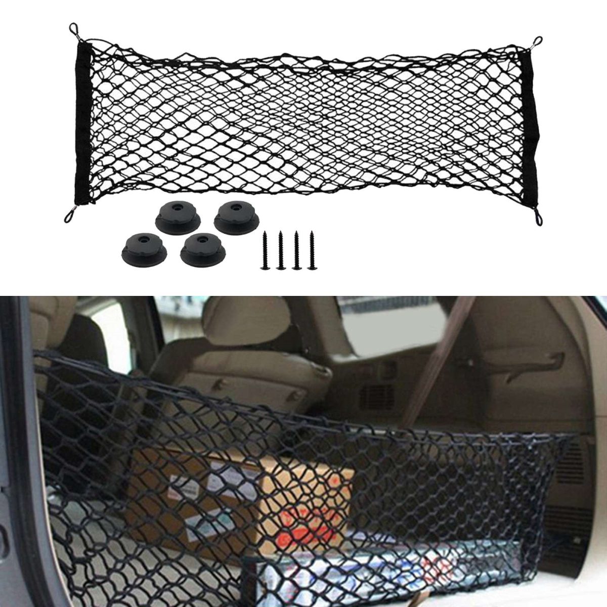 Plasa de bagaje elastica cu buzunar si suporti de montaj, dimensiune 100 x 40 cm - imagine 4