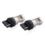 Set becuri auto cu LED CANBUS, 3030, 24SMD, compatibil T20, 7440, WY21W, Portocaliu, 12V / 24V, destinat competitiilor auto sau off-road - imagine 3