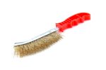 Perie de sarma cu peri sertizati, placati cu alama si maner din platic, lungime totala 25,5 cm - imagine 2