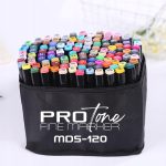 Set 120 Markere Profesionale pentru pasionatii de desen, cu cap dublu gros - subtire, cu geanta de depozitare, model AVX-WT-MDS-120