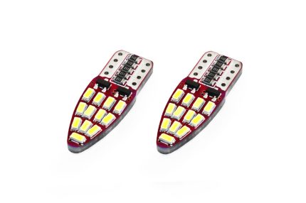 Set becuri auto cu LED CANBUS compatibil T10e W5W 24 SMD Alb 12V, destinat competitiilor auto sau off-road