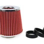 Filtru de aer conic rosu + chrome cu 3 adaptoare