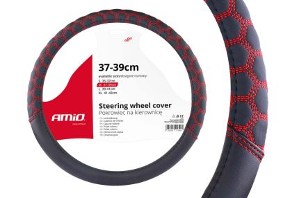 Husa volan cu cusatura rosie model Hexa SWC-23-M (37-39cm)