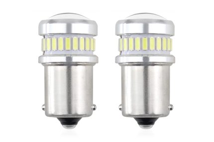 Set becuri auto cu LED CANBUS compatibil P21 R5W/R10W 30 SMD Alb 12V/24V, destinat competitiilor auto sau off-road