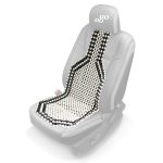 Husa auto cu bile de masaj din lemn (alb cu negru)