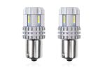 Set becuri auto cu LED CANBUS compatibil P21 R5W/R10W 22 SMD Alb 12V/24V, destinat competitiilor auto sau off-road