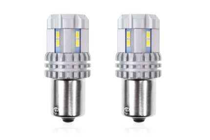 Set becuri auto cu LED CANBUS compatibil P21 R5W/R10W 22 SMD Alb 12V/24V, destinat competitiilor auto sau off-road