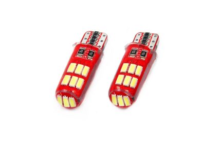 Set becuri auto cu LED CANBUS compatibil T10e W5W 12 SMD SILCA Alb 12V, destinat competitiilor auto sau off-road