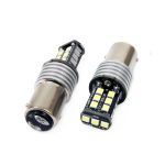 Set becuri auto cu LED CANBUS compatibil P21/5W BA15D 15 SMD 7.5W Alb 12/24V, destinat competitiilor auto sau off-road