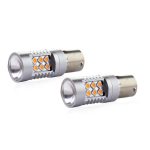 Set becuri auto cu LED CANBUS compatibil P21W BA15S 24 SMD 6.2W Orange 12/24V, destinat competitiilor auto sau off-road
