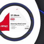 Husa volan negru + dunga albastra SWC-08-M (37-39cm)