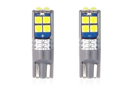 Set becuri auto cu LED CANBUS compatibil T10 W5W 10 SMD Alb 12/24V, destinat competitiilor auto sau off-road