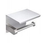 Suport metalic pentru hartie igienica cu raft pentru telefon, finisaj Crom - imagine 2