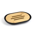 Set Elegant pentru baie format din 6 piese, ABS + lemn, culoare negru/maro - imagine 3